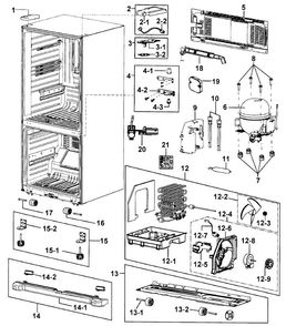 Cabinet Diagram and Parts List for RB217ABBP XAA-0000 Samsung Refrigerator