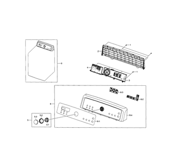 Control Panel Diagram and Parts List for DV5471AEP XAA-0001 Samsung Dryer