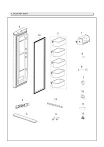 Right Refrigerator Door Parts Diagram and Parts List for RF266AFRS XAC-01 Samsung Refrigerator