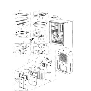 Fridge Diagram and Parts List for RB217ABPN XAA-0000 Samsung Refrigerator