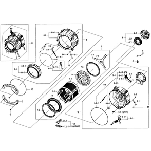 Drum Assembly Diagram and Parts List for WF363BTBEUF A2-01 Samsung Washer