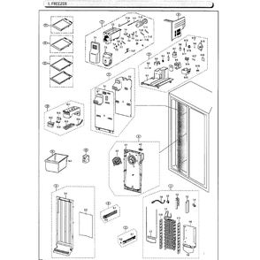 Freezer Diagram and Parts List for RS25J500DSG AA-01 Samsung Refrigerator
