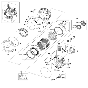 Tub And Drum Diagram and Parts List for WF220ANW XAA-01 Samsung Washer