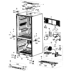 Cabinet Diagram and Parts List for RF217ABWP XAA-0000 Samsung Refrigerator