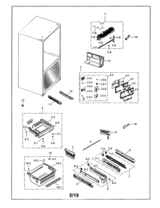 Freezer / Icemaker Diagram and Parts List for RF263BEAESG AA-04 Samsung Refrigerator