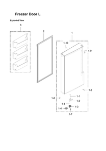 Left Freezer Door Parts Diagram and Parts List for RF24J9960S4 AA-05 Samsung Refrigerator