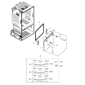Freezer Door Diagram and Parts List for RF263TEAEBC AA-01 Samsung Refrigerator