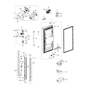 Fridge Door L Diagram and Parts List for RFG237AAWP XAA-05 Samsung Refrigerator