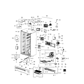 Cabinet Diagram and Parts List for RS22HDHPNSR AA-0000 Samsung Refrigerator