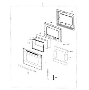 Door Diagram and Parts List for NE59J3420SS AA-0002 Samsung Range