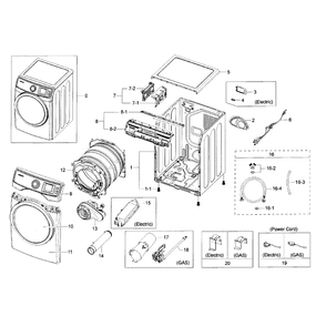 Main Assembly Diagram and Parts List for DV45H6300EG A3-0000 Samsung Dryer