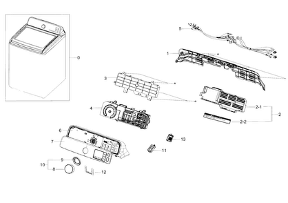 Control Panel Diagram and Parts List for WA48J7700AW A2-0000 Samsung Washer