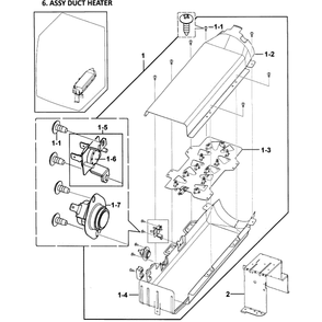 Heater Assembly Diagram and Parts List for DV338AEB XAA-0000 Samsung Dryer