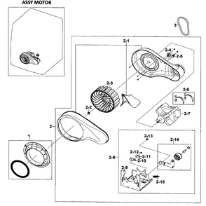 Motor Assembly Diagram and Parts List for DV520AEW XAA-01 Samsung Dryer