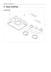 Cooktop Assembly Diagram and Parts List for NE59T4311SS AA-00 Samsung Range