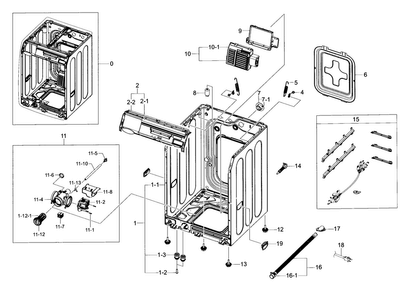 Frame & Cover Parts Diagram and Parts List for WF395BTPARA A2-0000 Samsung Washer