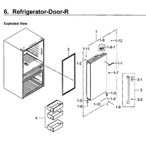 Fridge Door Rt Diagram and Parts List for RF23M8090SG AA-0000 Samsung Refrigerator