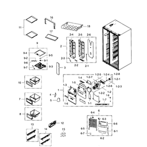 Fridge Diagram and Parts List for RS267TDRS XAA-01 Samsung Refrigerator