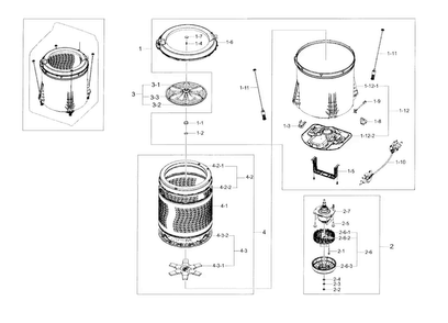 Tub Parts Diagram and Parts List for WA45H7000AW A2-0002 Samsung Washer