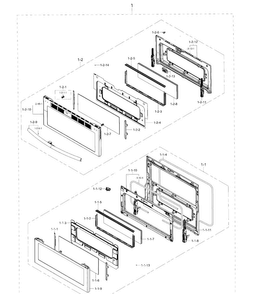 Door Diagram and Parts List for NE59J7850WS AA-0001 Samsung Range