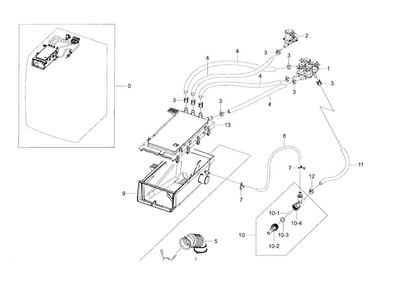 Housing-drawer Diagram and Parts List for WF42H5200AF A2-0000 Samsung Washer