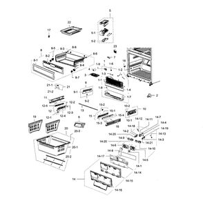 Freezer Diagram and Parts List for RF267ACWP XAA-0000 Samsung Refrigerator