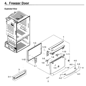 Freezer Door Diagram and Parts List for RF28HFEDBWW AA-0011 Samsung Refrigerator
