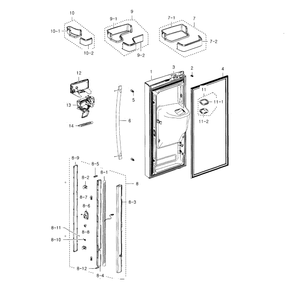 Fridge Door L Diagram and Parts List for RFG237AABP XAA-03 Samsung Refrigerator