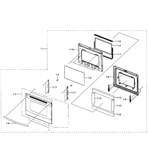 Door Assembly Diagram and Parts List for NE597N0PBSR AA-02 Samsung Range