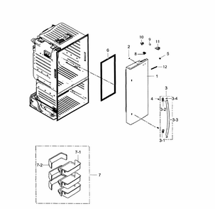 Right Door Diagram and Parts List for RF221NCTABC AA-0001 Samsung Refrigerator