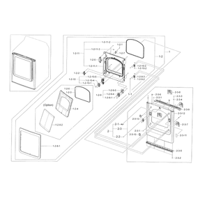 Frame Front And Door Diagram and Parts List for DV50K8600EV A3-0001 Samsung Dryer