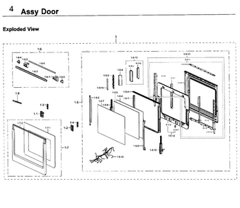 Door Asy Diagram and Parts List for NV51K6650DS AA-0000 Samsung Wall Oven