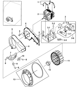 Motor Assy Diagram and Parts List for DV337AEG XAA-0000 Samsung Dryer