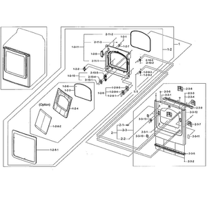 Frame Front & Door Diagram and Parts List for DV50K8600GW A3-0001 Samsung Dryer