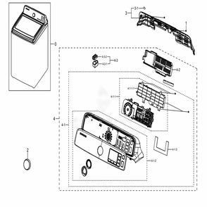 Part Location Diagram of DC63-02043A Samsung Cover Pcb-Main; Wa7700m,abs/Mabs,5va,natu