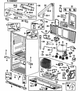 Cabinet Diagram and Parts List for RF266ADWP XAA-0000 Samsung Refrigerator