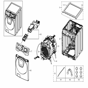 Main Diagram and Parts List for WF45K6500AV (A2)(0051) Samsung Washer