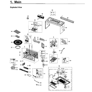 Cabinet Diagram and Parts List for ME21H706MQB AA-01 Samsung Microwave Oven Combo