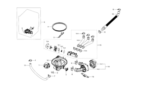 Pump Diagram and Parts List for DW80H9970MO AA-0000 Samsung Dishwasher