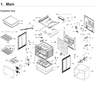 Main Asy Diagram and Parts List for NE58K9500SG AA-0001 Samsung Range