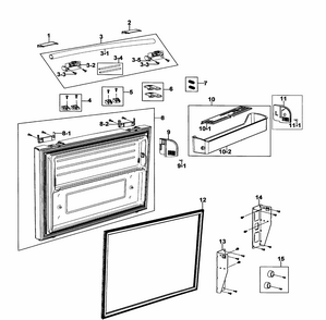 Freezer Door Diagram and Parts List for RF266ACWP XAA-0000 Samsung Refrigerator