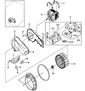 Motor Assy Diagram and Parts List for DV317AGS XAA-0000 Samsung Dryer