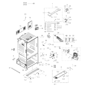 Cabinet Diagram and Parts List for RF263BEAEBC AA-02 Samsung Refrigerator
