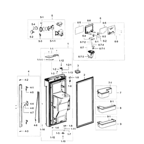 Fridge Door L Diagram and Parts List for RF28K9380SG AA-0001 Samsung Refrigerator