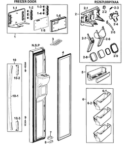 Left Door Diagram and Parts List for RS267LBBP XAA-0000 Samsung Refrigerator