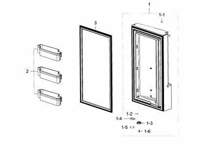 Part Location Diagram of DA63-07288F Samsung Door Bin Guard Assembly