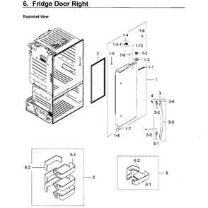 Fridge Door Rt Diagram and Parts List for RF23HCEDBWW AA-10 Samsung Refrigerator
