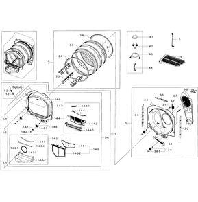 Drum Assy Diagram and Parts List for DV50F9A8EVW A2-0001 Samsung Dryer