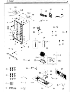 Cabinet Diagram and Parts List for RH25H5611SG AA-0000 Samsung Refrigerator