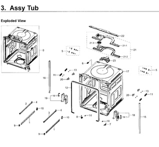 Tub Diagram and Parts List for DW80K7050US AA-0000 Samsung Dishwasher